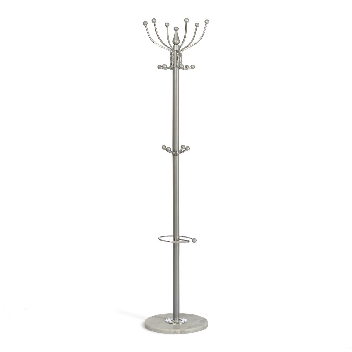 Вешалка Бара/Bara (мод.GH-8606) металл/хром/мрамор, белый/серый, 37х37х175см